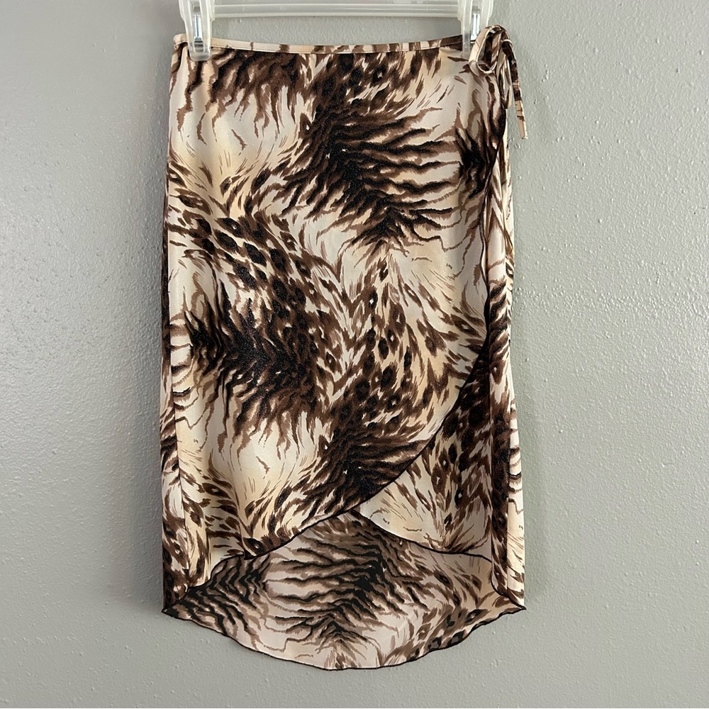 Vintage Y2K Dollface Clothing Company Wrap Skirt Sz L Midi Hi-Lo Hem Sparkle 90s